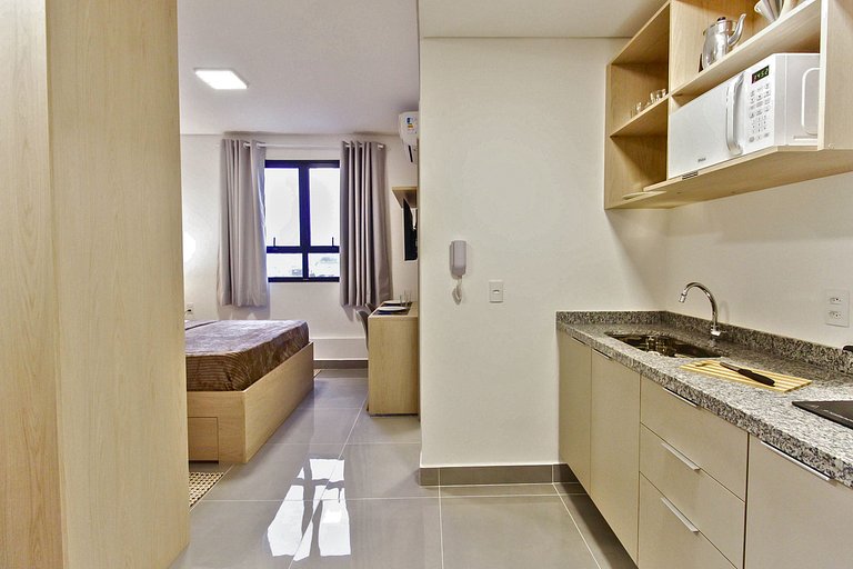 Studio Triplo com Piscina + Garagem + Pet e Wi-Fi