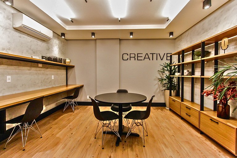 Studio com Garagem, Wi-Fi e lazer completo em SBC