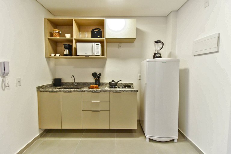 Studio com Garagem, Wi-Fi e lazer completo em SBC