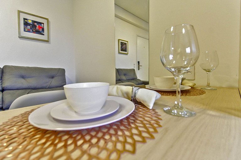 Studio com Garagem, Wi-Fi e lazer completo em SBC
