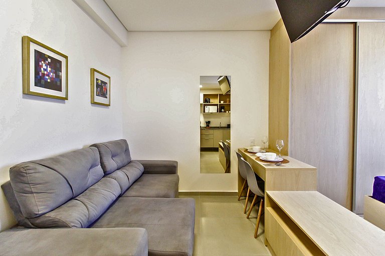 Studio com Garagem, Wi-Fi e lazer completo em SBC