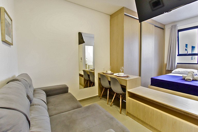 Studio com Garagem, Wi-Fi e lazer completo em SBC