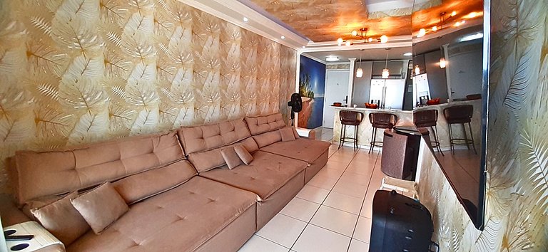 Apê Pé na Areia | Churrasqueira e Vista Mar do 30º