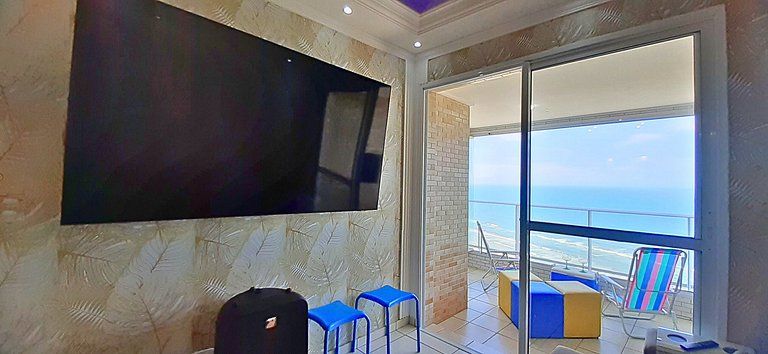 Apê Pé na Areia | Churrasqueira e Vista Mar do 30º