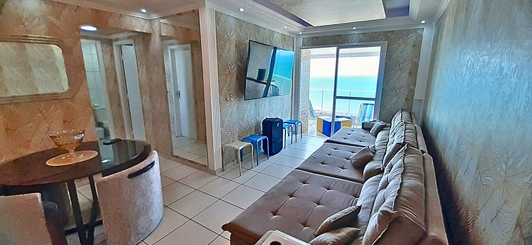 Apê Pé na Areia | Churrasqueira e Vista Mar do 30º