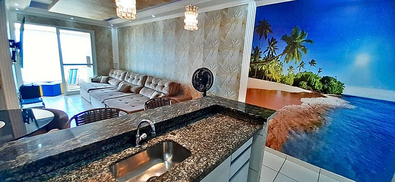 Apê Pé na Areia | Churrasqueira e Vista Mar do 30º