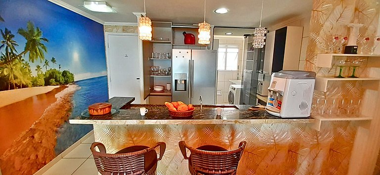 Apê Pé na Areia | Churrasqueira e Vista Mar do 30º