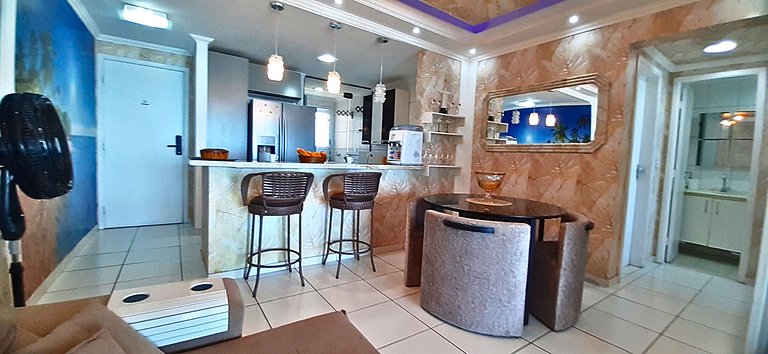 Apê Pé na Areia | Churrasqueira e Vista Mar do 30º