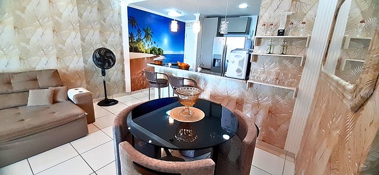 Apê Pé na Areia | Churrasqueira e Vista Mar do 30º