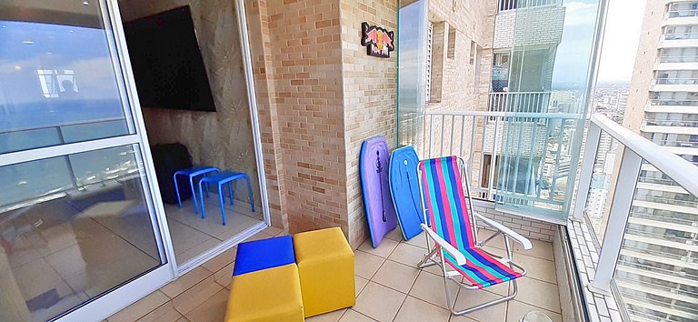 Apê Pé na Areia | Churrasqueira e Vista Mar do 30º