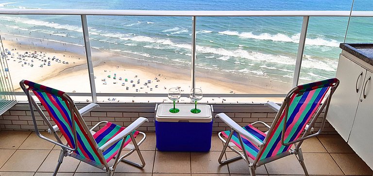 Apê Pé na Areia | Churrasqueira e Vista Mar do 30º