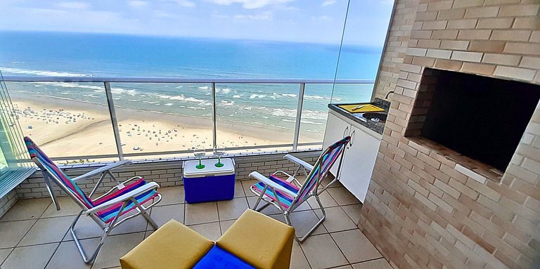 Apê Pé na Areia c/ Churrasqueira e Vista Mar