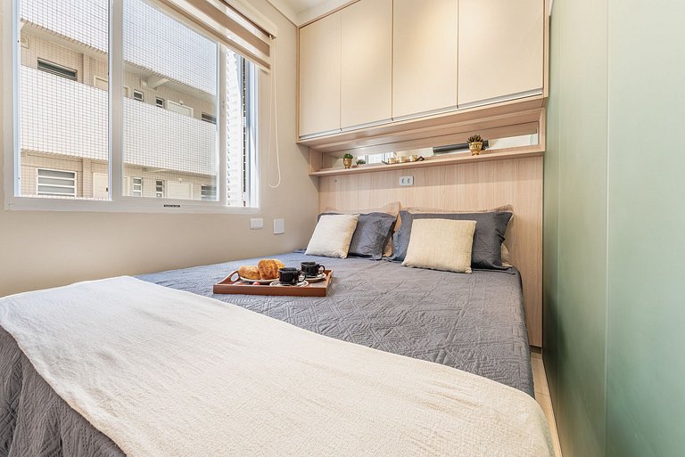 Studio Vista Mar em Santos | A/C + Wi-Fi e Vaga
