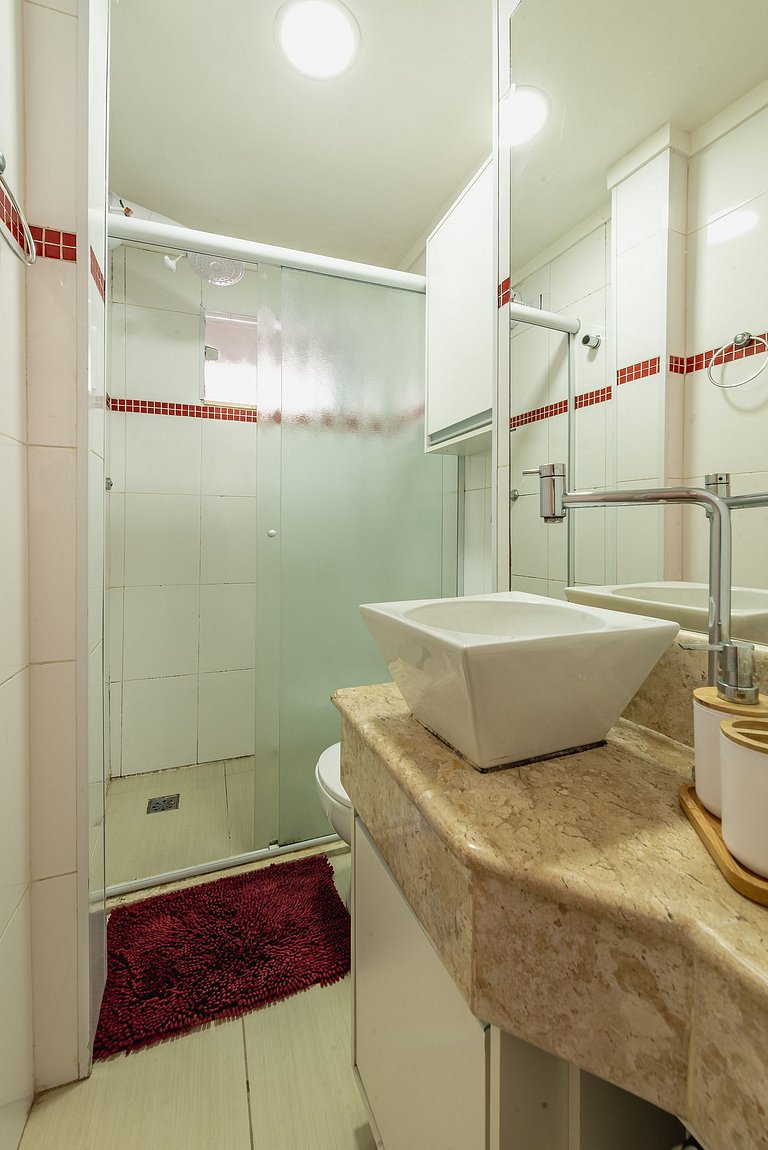 Studio Vista Mar em Santos | A/C + Wi-Fi e Vaga