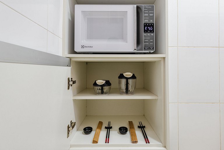 Studio Vista Mar em Santos | A/C + Wi-Fi e Vaga