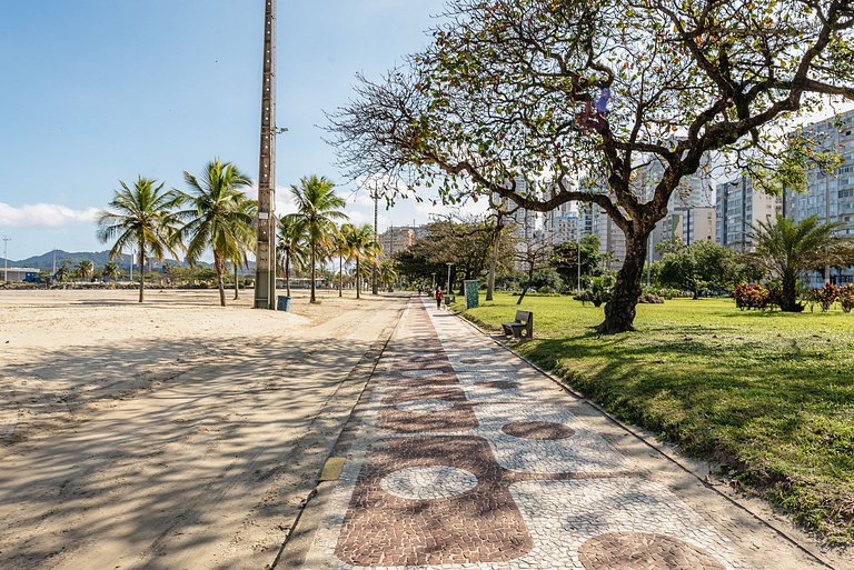 Studio Vista Mar em Santos | A/C + Wi-Fi e Vaga