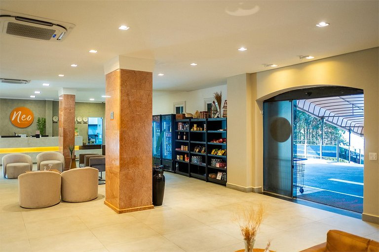 Studio c/ Estrutura de Resort + Wi-Fi e Ar em SBC