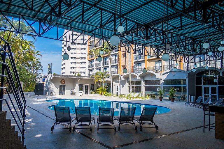 Studio c/ Estrutura de Resort + Wi-Fi e Ar em SBC