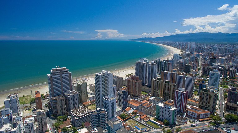 Apê na Guilhermina | Varanda Vista Mar + Ar e Vaga