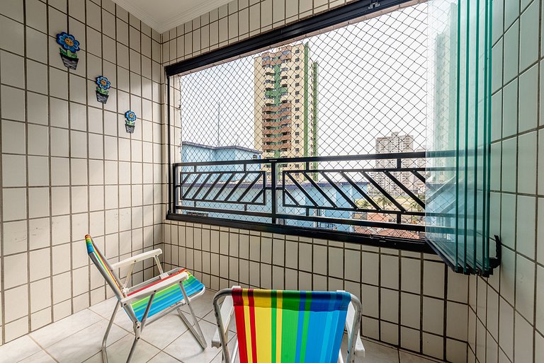 Apê na Guilhermina | Varanda Vista Mar + Ar e Vaga