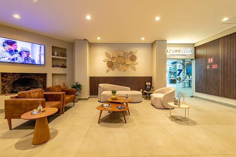 Studio c/ Estrutura de Resort + Wi-Fi e Ar em SBC