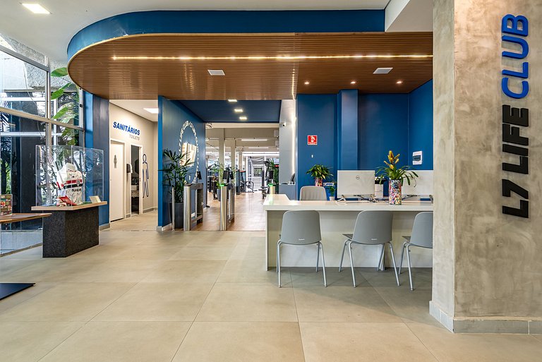 Studio Moderno SBC c/ Piscina + Vista + Ar e Wi-Fi