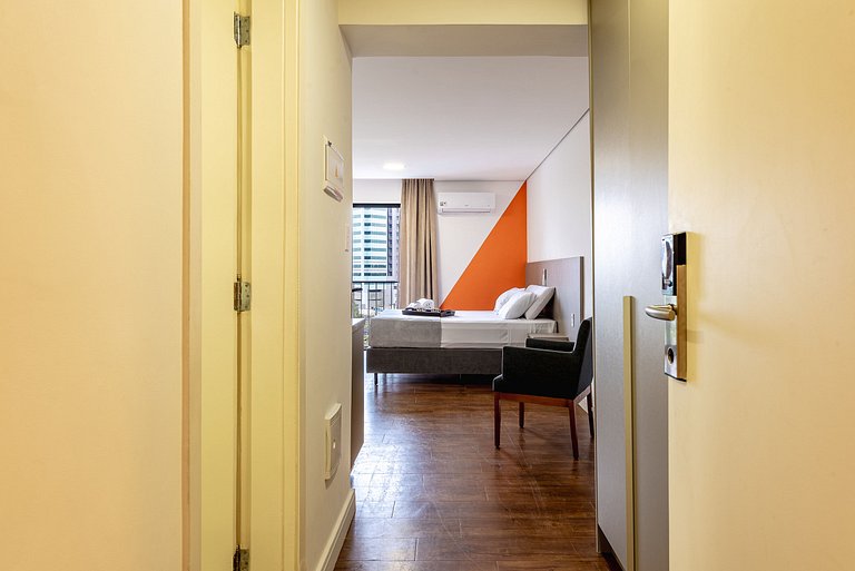 Studio c/ Estrutura de Resort + Wi-Fi e Ar em SBC