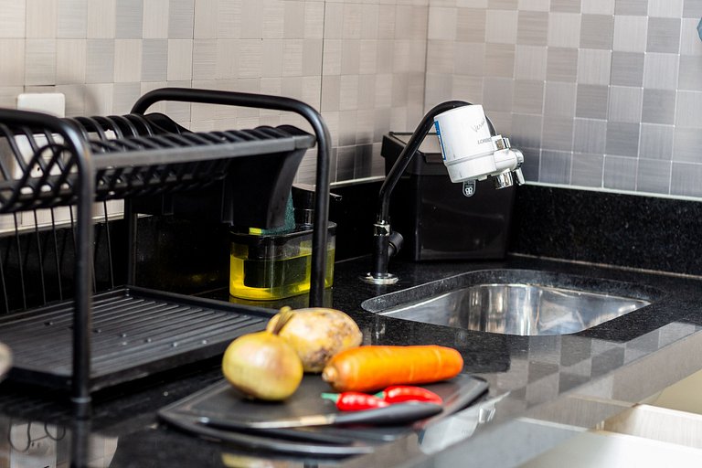 Apê no Centro de SBC com Ar, Garagem e Piscina