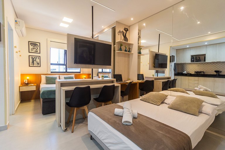 Apê no Centro de SBC com Ar, Garagem e Piscina