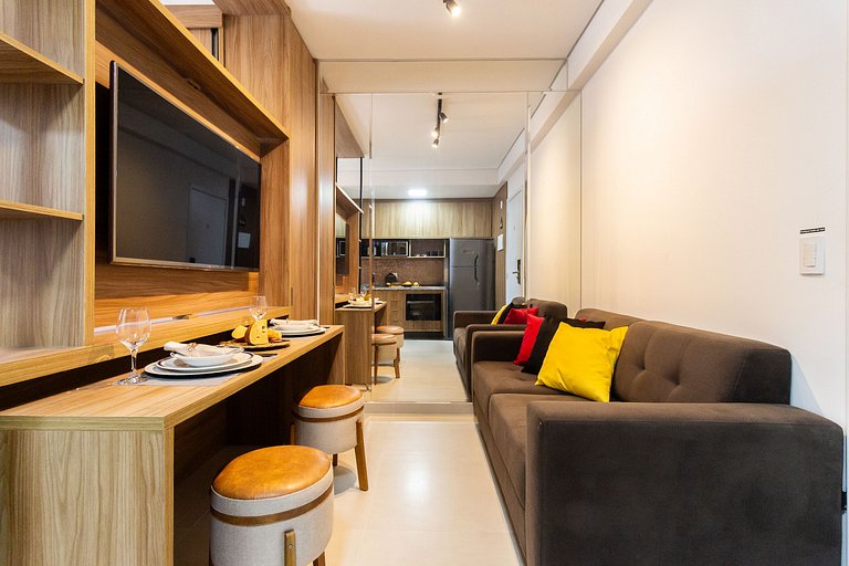 Apê Equipado em SBC com A/C, Garagem e Piscina