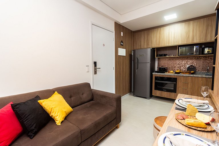 Apê Equipado em SBC com A/C, Garagem e Piscina