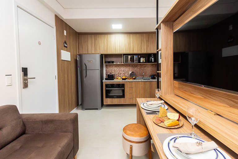 Apê Equipado em SBC com A/C, Garagem e Piscina