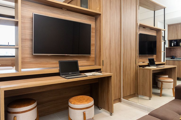 Apê Equipado em SBC com A/C, Garagem e Piscina