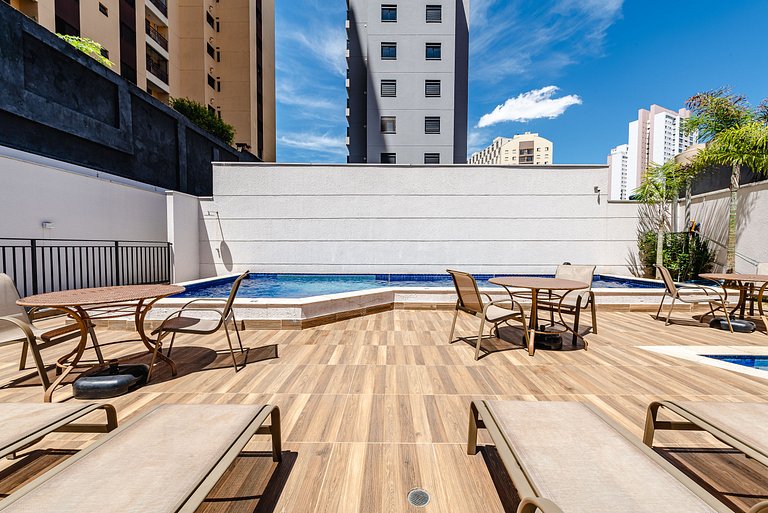 Apê Família | Varanda Chef + Piscina + Vaga + AC