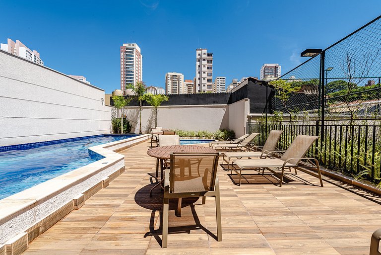 Apê Família | Varanda Chef + Piscina + Vaga + AC