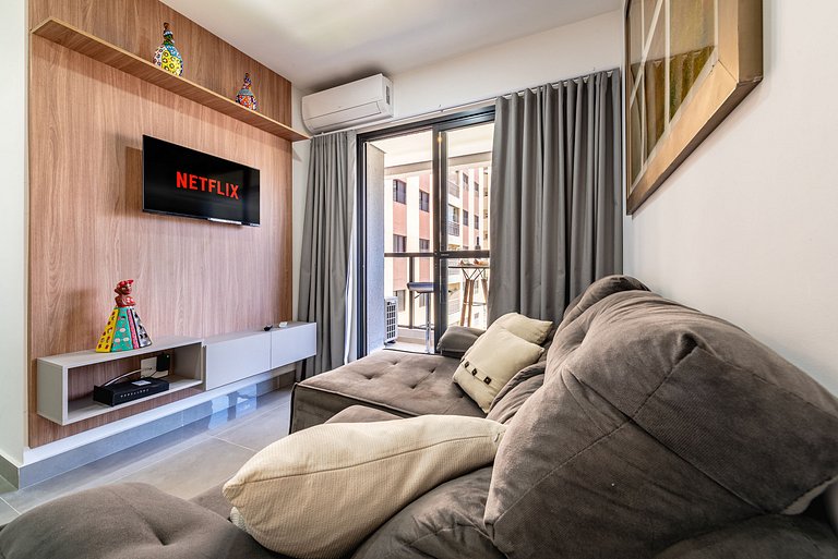 Apê Família | Varanda Chef + Piscina + Vaga + AC