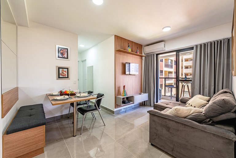 Apê Família | Varanda Chef + Piscina + Vaga + AC