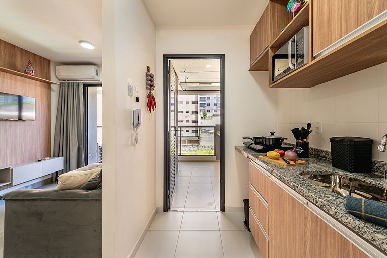 Apê Família | Varanda Chef + Piscina + Vaga + AC