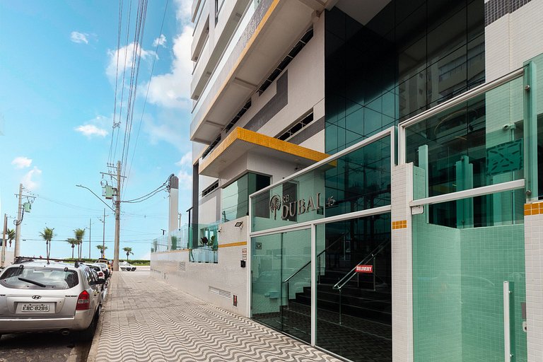 Apê Vista Mar c/ Varanda Chef + A/C + Vaga e Wi-Fi