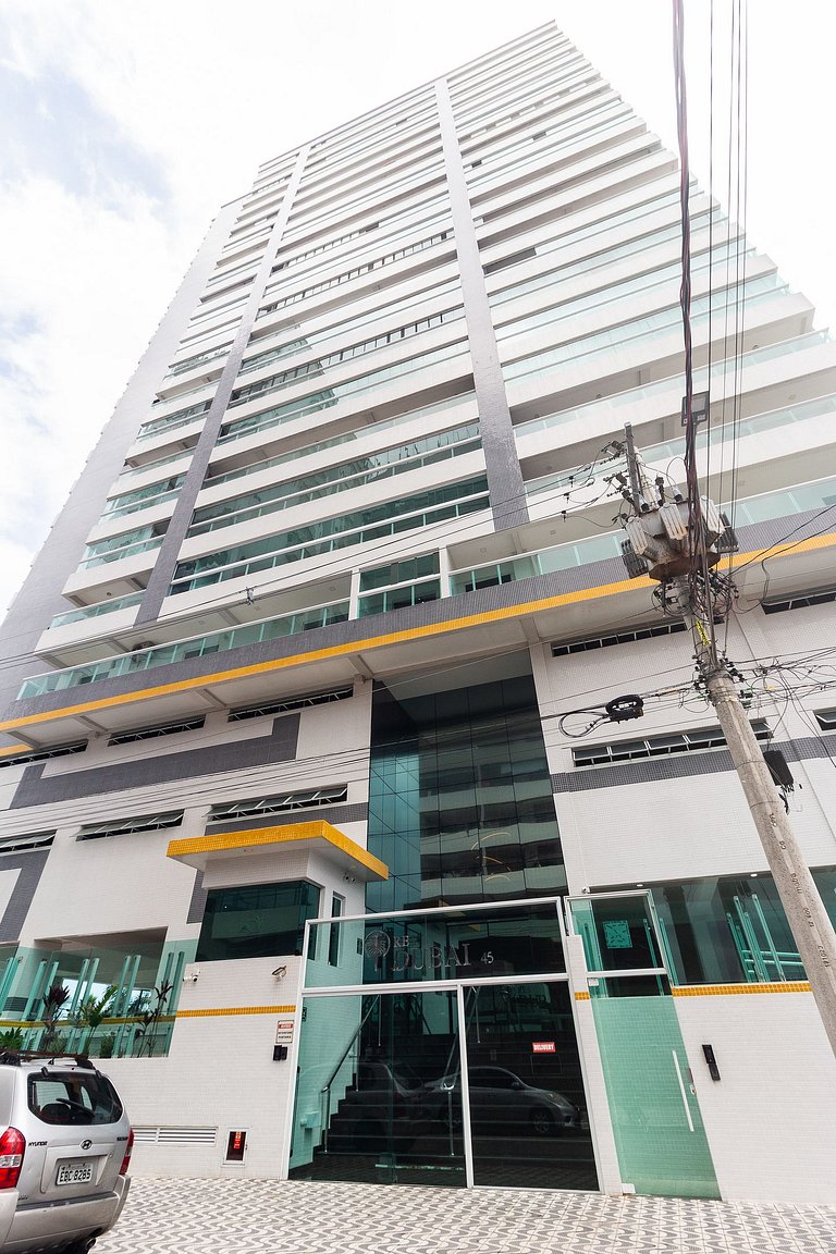 Apê Vista Mar c/ Varanda Chef + A/C + Vaga e Wi-Fi