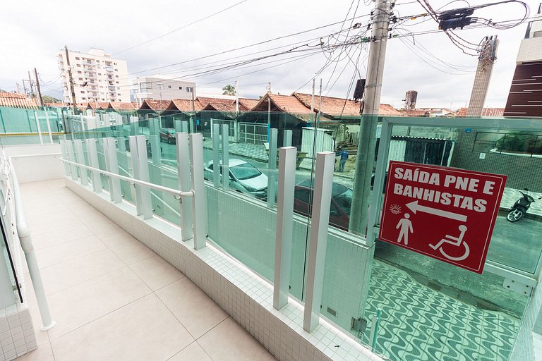 Apê Vista Mar c/ Varanda Chef + A/C + Vaga e Wi-Fi