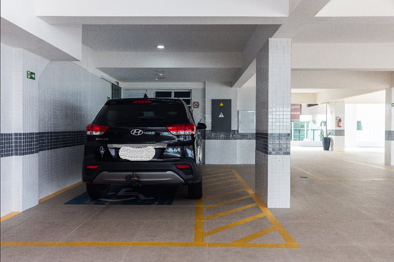 Apê Vista Mar c/ Varanda Chef + A/C + Vaga e Wi-Fi