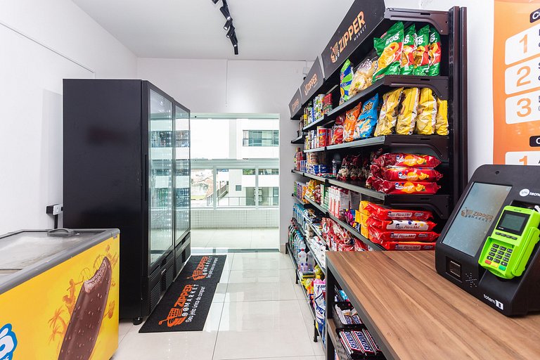 Apê Vista Mar c/ Varanda Chef + A/C + Vaga e Wi-Fi