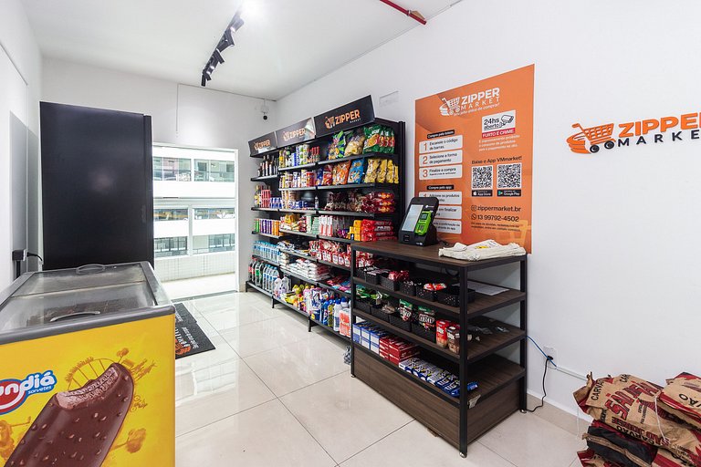 Apê Vista Mar c/ Varanda Chef + A/C + Vaga e Wi-Fi