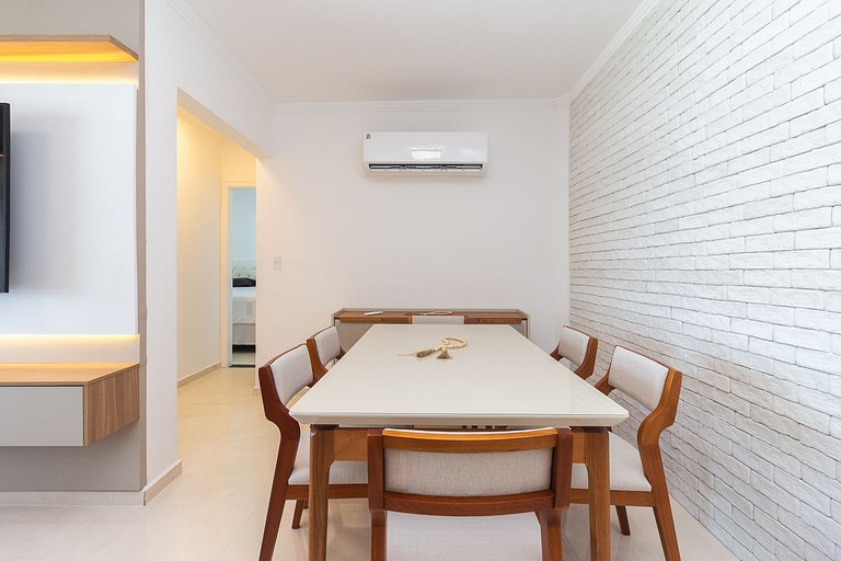 Apê Vista Mar c/ Varanda Chef + A/C + Vaga e Wi-Fi