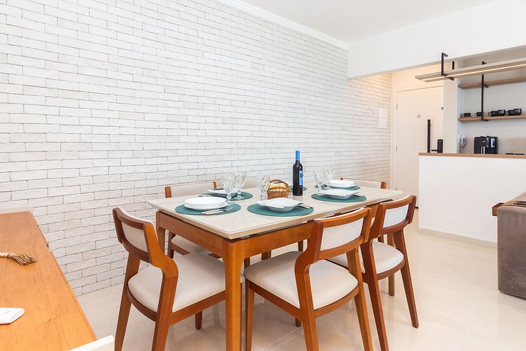 Apê Vista Mar c/ Varanda Chef + A/C + Vaga e Wi-Fi