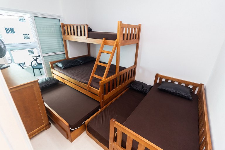 Apê Vista Mar c/ Varanda Chef + A/C + Vaga e Wi-Fi