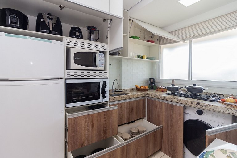 Apê Top | Varanda Chef c Churrasqueira + Vaga e AC