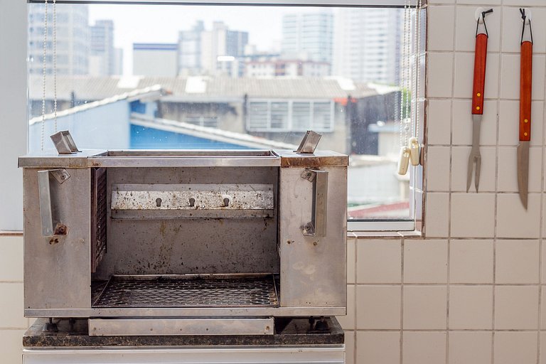 Apê Top | Varanda Chef c Churrasqueira + Vaga e AC