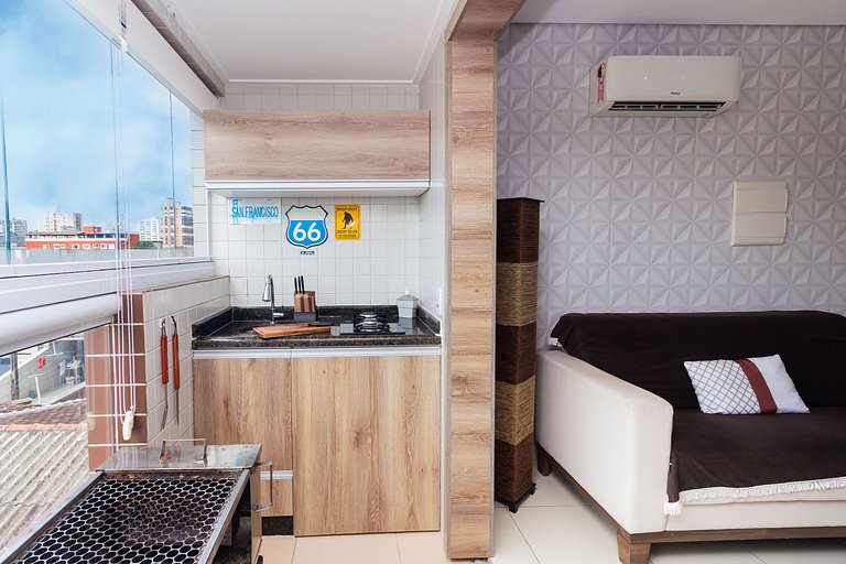 Apê Top | Varanda Chef c Churrasqueira + Vaga e AC